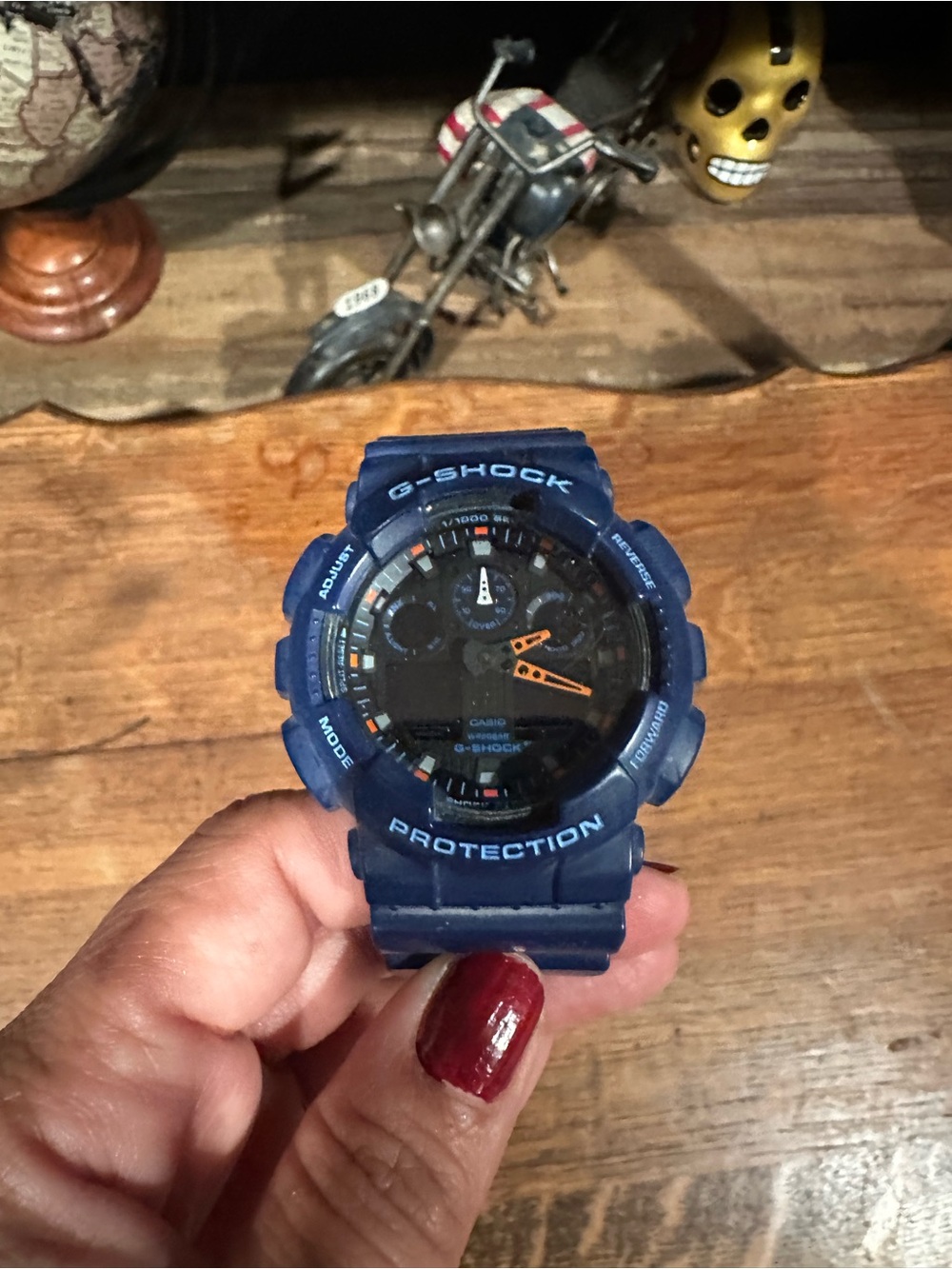 G-Shock Blue Resin Sport Watch with Orange Accents